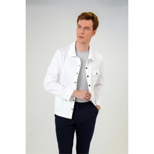 Beyaz Slim Armürlü Mont