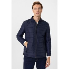 Lacivert Slim Kapitone Mont