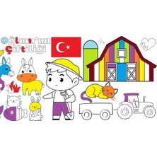 Erkek Çocuk Çiftlik 2,5 Metre Dev Boyama Kağıdı | Doğum Günü Özel Aktivite Hediyesi