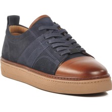 Lacivert-Kahve Hakiki Deri Erkek Sneaker 3K1973-C704 M