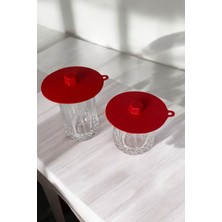 2 'li Bardak Üstü Silikon Kapak -Kırmızı Renk