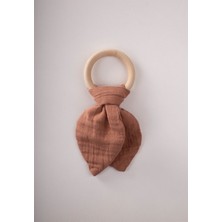 Ahşap Müslin Kumaştan Diş Kaşıyıcı Açık Kahve