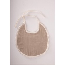 Bağlamalı Ponponlu Müslin Mama Önlüğü 25 cm Vizon
