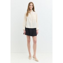 Regular Fit Tencel Krem / Ekru Kadın Gömlek
