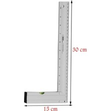 Alüminyum L Gönye Su Terazili Cetvel Kaynak Kaynakçı Marangoz Gönyesi 300 mm