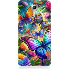 General Mobile Discovery 4g Uyumlu Çiçekler Arasında Kelebekler  Desenli Silikon Kılıf