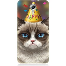 General Mobile Discovery 4g Uyumlu Doğum Günlü Somurtkan Kedi  Desenli Silikon Kılıf