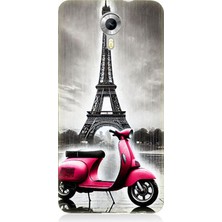 General Mobile Discovery 4g Uyumlu Pembe Scooter Eyfel Önü  Desenli Silikon Kılıf