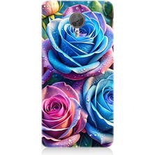 General Mobile Gm5 Plus Uyumlu Gökkuşağı Renkli Güller  Desenli Silikon Kılıf