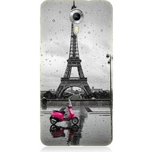 General Mobile Discovery 4g Uyumlu Yağmurda Eyfel ve Scooter  Desenli Silikon Kılıf