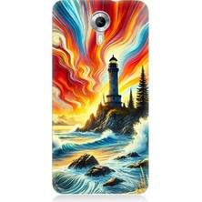 General Mobile Discovery 4g Uyumlu Alevli Fener Kayalık Yalnızlığı  Desenli Silikon Kılıf