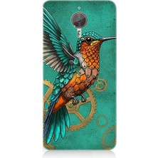 General Mobile Gm5 Plus Uyumlu Turkuaz Zeminde Sinek Kuşu  Desenli Silikon Kılıf