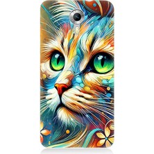 General Mobile Discovery 4g Uyumlu Parlak Gözlü Renkli Kedi  Desenli Silikon Kılıf