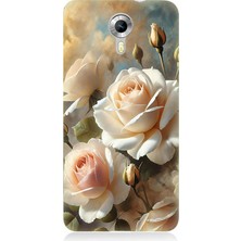 General Mobile Discovery 4g Uyumlu Krem Beyaz Güllerin Sessizliği  Desenli Silikon Kılıf