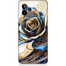General Mobile Gm 24 Pro Uyumlu Telkari Sanatta Mavi Gül  Desenli Silikon Kılıf