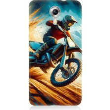 General Mobile Discovery 4g Uyumlu Alevler Arasında Motosiklet Sıçrayışı  Desenli Silikon Kılıf