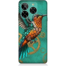 General Mobile Era 50 Uyumlu Turkuaz Zeminde Sinek Kuşu  Desenli Silikon Kılıf