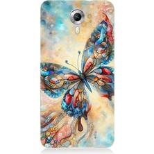 General Mobile Discovery 4g Uyumlu Parlayan Renkli Kelebek  Desenli Silikon Kılıf