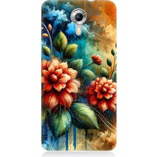 General Mobile Discovery 4g Uyumlu Kırmızı Çiçek ve Tomurcuklar  Desenli Silikon Kılıf