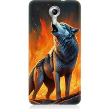 General Mobile Discovery 4g Uyumlu Alevler Içinde Kurt Uluması  Desenli Silikon Kılıf