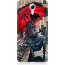 General Mobile Discovery 4g Uyumlu Kırmızı Şemsiyeli Kadın Yalnızlık  Desenli Silikon Kılıf