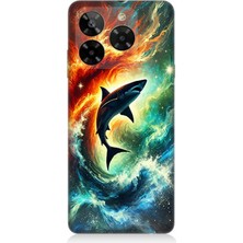 General Mobile Era 50 Uyumlu Ateşle Dans Eden Köpekbalığı  Desenli Silikon Kılıf