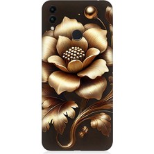 Huawei Honor 8c Uyumlu Altın Işıklı Zarif Çiçek  Desenli Silikon Kılıf