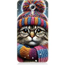 General Mobile Discovery 4g Uyumlu Bereli Gözlüklü Tatlı Kedi  Desenli Silikon Kılıf