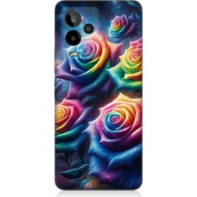 General Mobile Gm 24 Pro Uyumlu Gökkuşağı Güllerin Patlaması  Desenli Silikon Kılıf