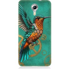 General Mobile Discovery 4g Uyumlu Turkuaz Zeminde Sinek Kuşu  Desenli Silikon Kılıf