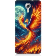 General Mobile Discovery 4g Uyumlu Ateşle Dans Eden Anka  Desenli Silikon Kılıf