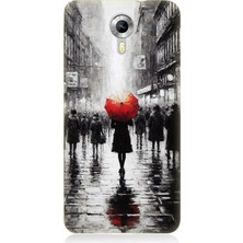General Mobile Discovery 4g Uyumlu Kırmızı Şemsiyeli Yalnızlık  Desenli Silikon Kılıf