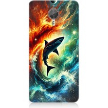 General Mobile Gm5 Plus Uyumlu Ateşle Dans Eden Köpekbalığı  Desenli Silikon Kılıf