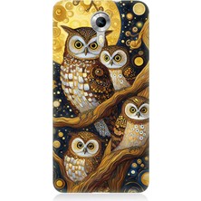 General Mobile Discovery 4g Uyumlu Altın Ayda Baykuşlar  Desenli Silikon Kılıf