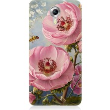 General Mobile Discovery 4g Uyumlu Pembe Çiçek ve Arı  Desenli Silikon Kılıf