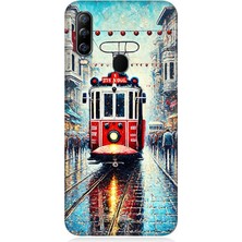 General Mobile Gm 20 Pro Uyumlu Yağmurlu Sokakta Kırmızı Tramvay  Desenli Silikon Kılıf