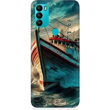 General Mobile Gm 21 Plus Uyumlu Dalgalarla Savaşan Gemi  Desenli Silikon Kılıf