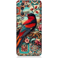 Huawei Honor 90 Uyumlu Çini Desenli Kuş Kompozisyonu  Desenli Silikon Kılıf