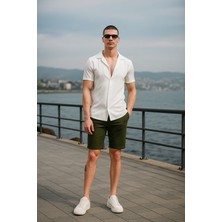 Pobudo Koyu Yeşil Renk Chino Erkek Şort