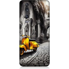 Huawei Honor 90 Uyumlu Taş Sokakta Sarı Vespa  Desenli Silikon Kılıf