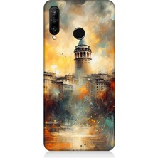 Huawei P30 Lite Uyumlu Galata'da Sisli Gün  Desenli Silikon Kılıf