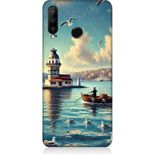 Huawei P30 Lite Uyumlu Martılarla Kız Kulesi  Desenli Silikon Kılıf