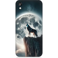 Huawei Honor 8s Uyumlu Dolunayda Uluyan Kurt  Desenli Silikon Kılıf