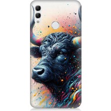 Huawei Honor 10 Lite Uyumlu Renk Patlamalı Boğa  Desenli Silikon Kılıf