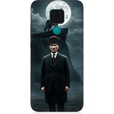 Huawei Mate 30 Lite Uyumlu Dolunayda Gölge ve Lider Atatürk  Desenli Silikon Kılıf