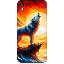 Huawei Honor 8s Uyumlu Kayalıkta Uluyan Kurt Yalnızlığı  Desenli Silikon Kılıf