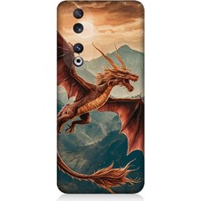 Huawei Honor 90 Uyumlu Dağların Üzerinde Ejderha  Desenli Silikon Kılıf
