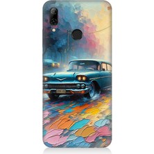 Huawei P Smart 2019 Uyumlu Renkli Yol Üzerinde Araba  Desenli Silikon Kılıf