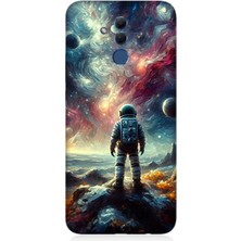 Huawei Mate 20 Lite Uyumlu Galakside Yalnız Astronot  Desenli Silikon Kılıf