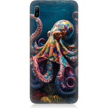 Huawei Y6 2019 Uyumlu Derinliklerde Sekiz Kol Ahtapot  Desenli Silikon Kılıf